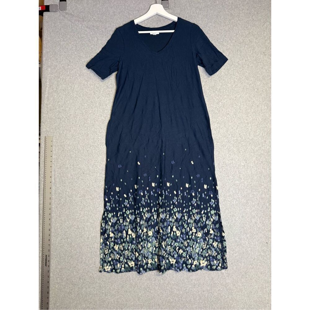 Pure Jill Women's Size Small Navy Blue A Line Tunic Dress Watercolor Bottom